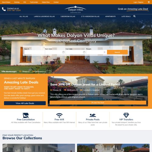 Booking System Home Page Example